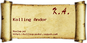 Kolling Andor névjegykártya